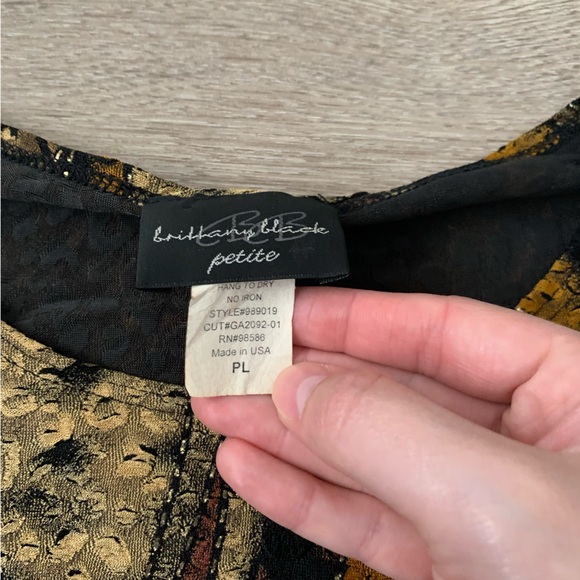 Vintage Brittany Black Textured Metallic Blouse Size PL - Picture 4 of 4